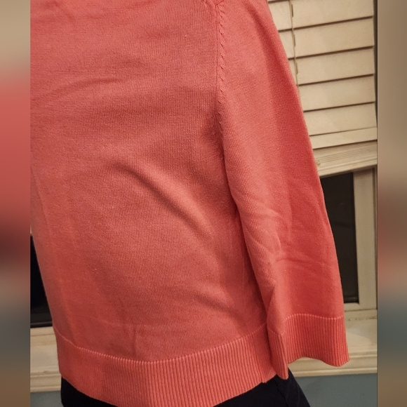 Lilly Pulitzer Medium Pink Cotton Knit 3/4 Sleeve Cardigan - Picture 3 of 9
